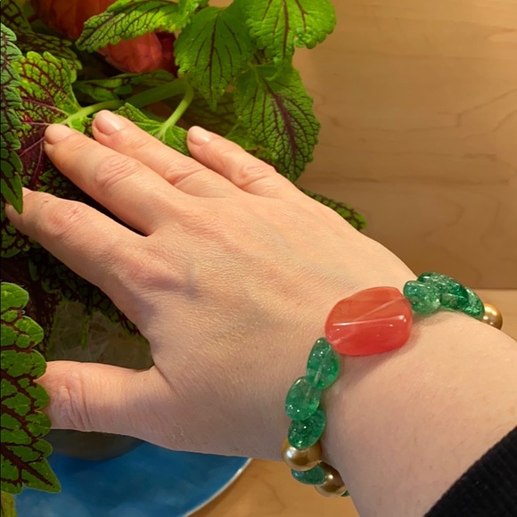 Bracelet with semi precious stones. Emerald green - Picture 3 of 5